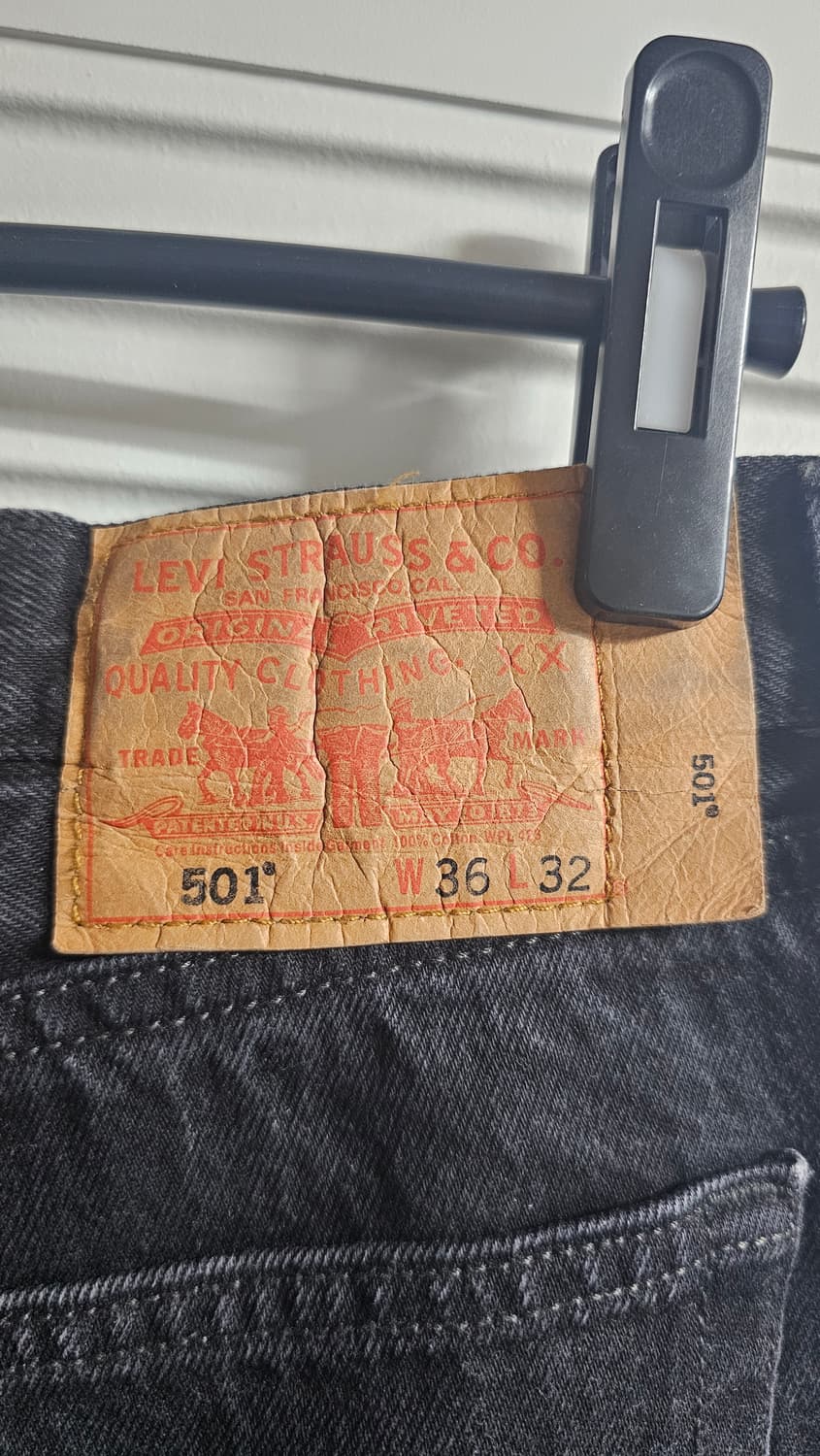 리바이스 501 흑청 블랙진 데님 팬츠 36x32 상품이미지3