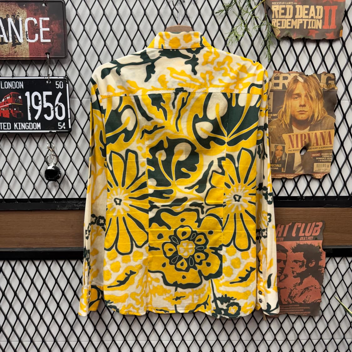 00s 돌체앤가바나 셔츠 전후면 플로럴 패턴 포인트 옐로우 상품이미지2