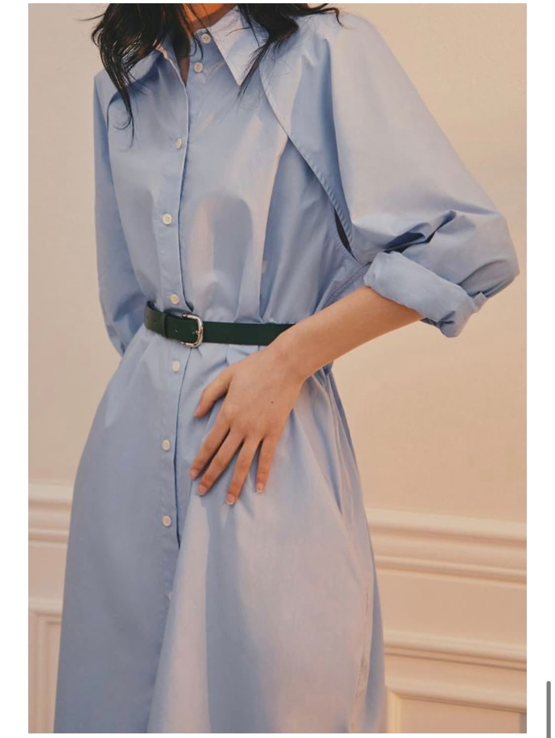 아비에무아 볼레로 레이어드 셔츠 원피스 블루 1회착 상품이미지3