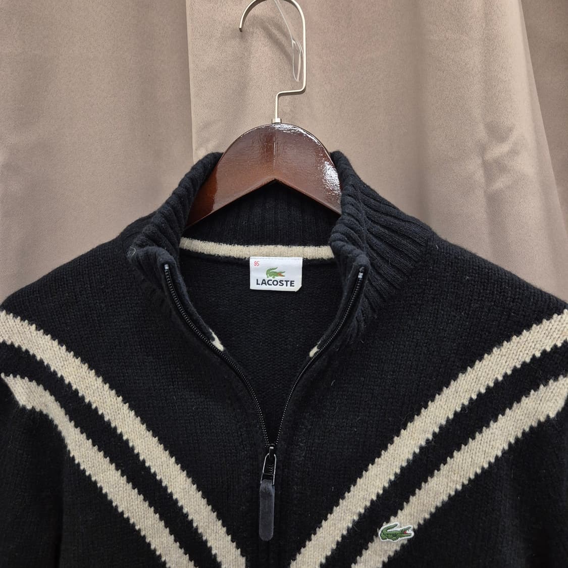 라코스테 블랙 니트 집업 가디건 95 상품이미지2