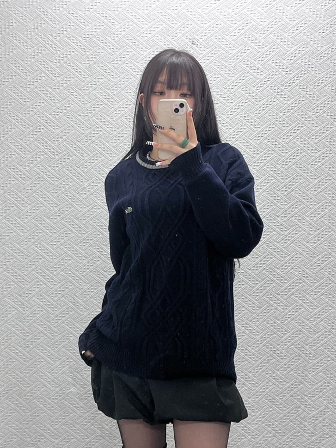 라코스테 올드스쿨 레트로 캐주얼 꽈배기 케이블 니트 100 C10706 상품이미지1