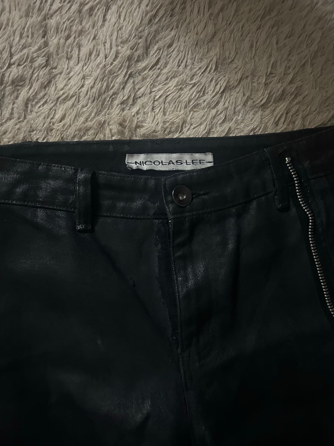 Nicolas lee waxed skirt flare jeans 상품이미지5