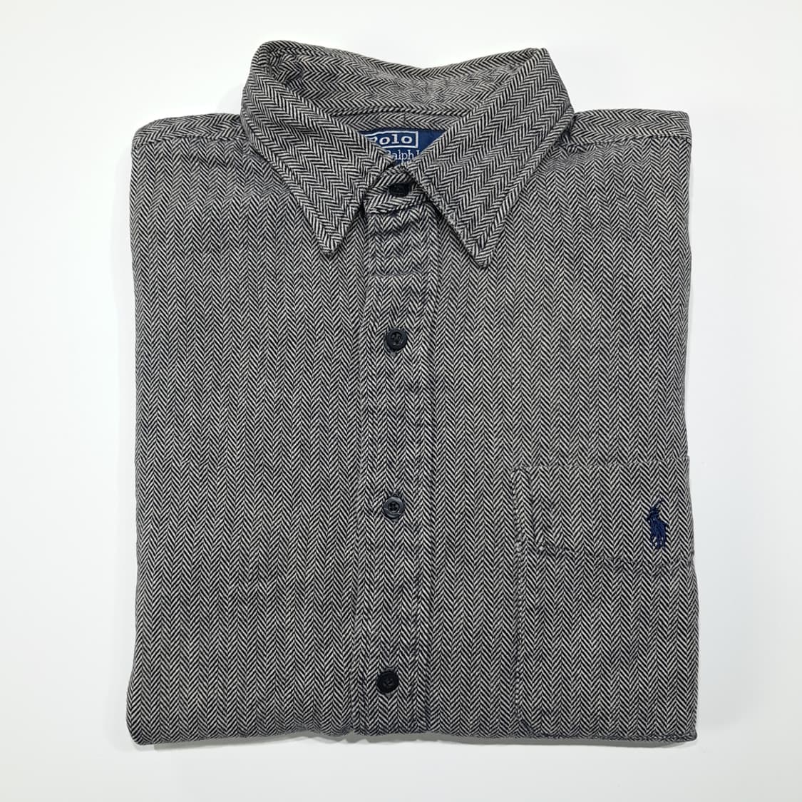 CL389 L 폴로 00s 코튼 헤링본 그레이 셔츠 남방 상품이미지7