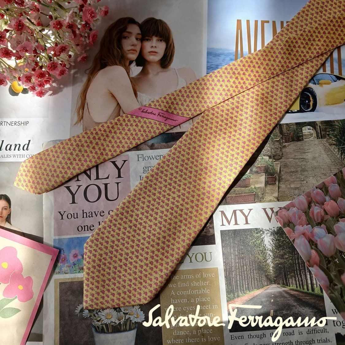 페라가모 실크 거북이 모티브 넥타이 8.7cm A+등급 A19665 상품이미지2