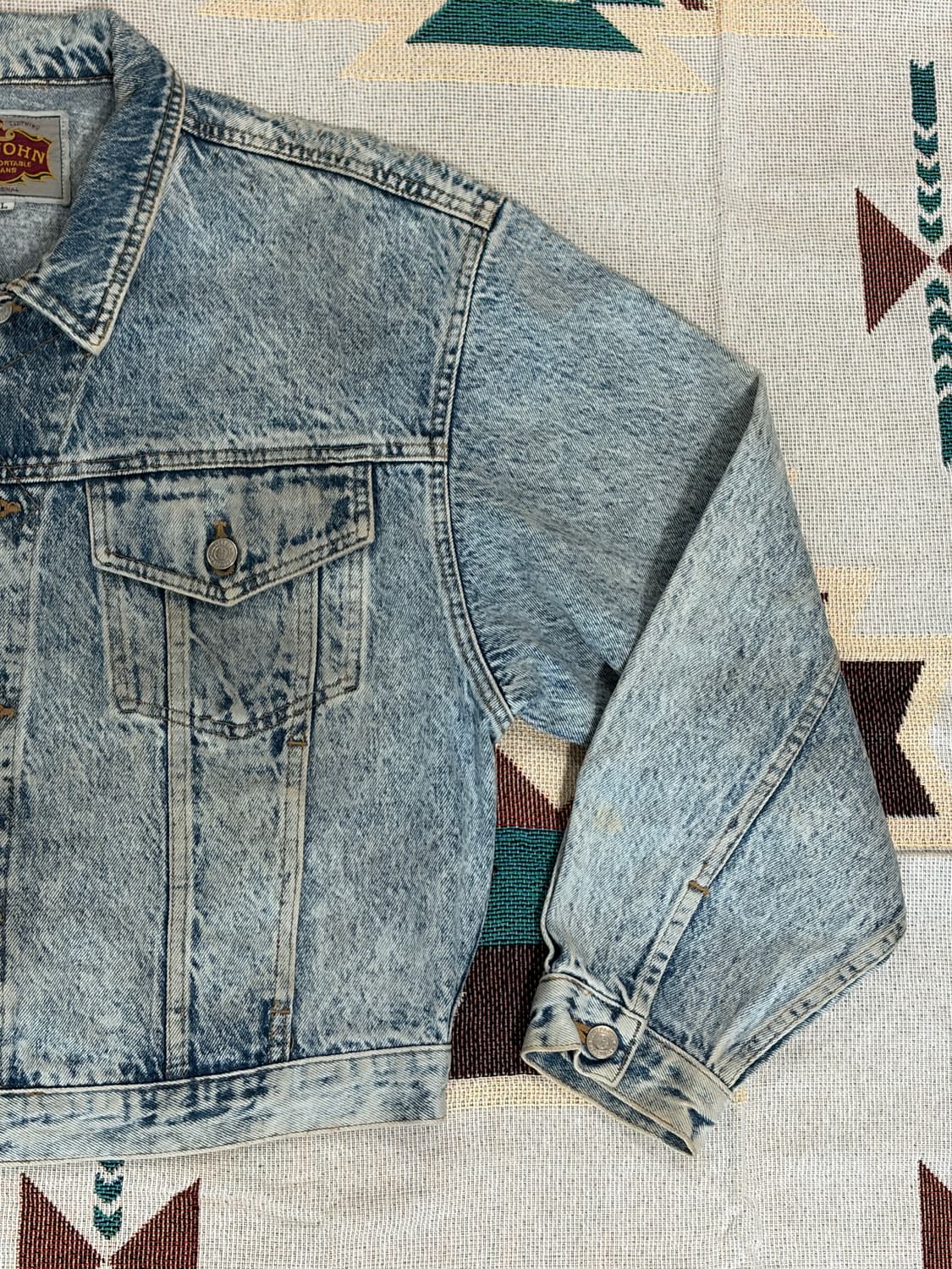 90s 빅존 제팬 스노우 워시드 크롭 데님 자켓 상품이미지2