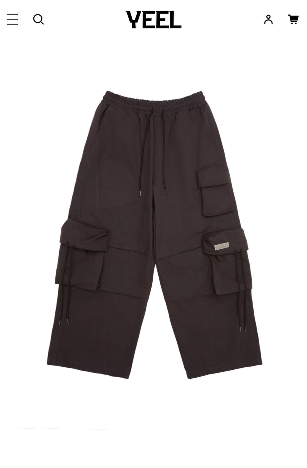 YEEL,LEEY 솔리드 포켓 와이드 밴딩팬츠 (다크그레이) 상품이미지3