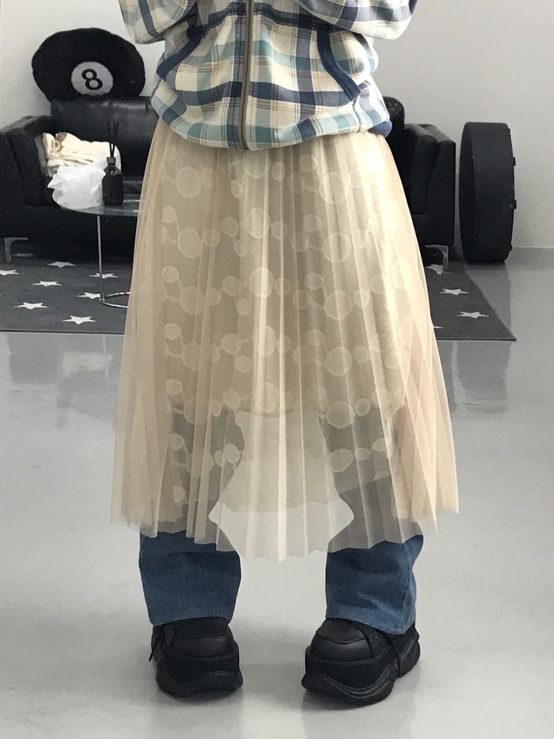 Jpn Ivory Dot Skirt 상품이미지1