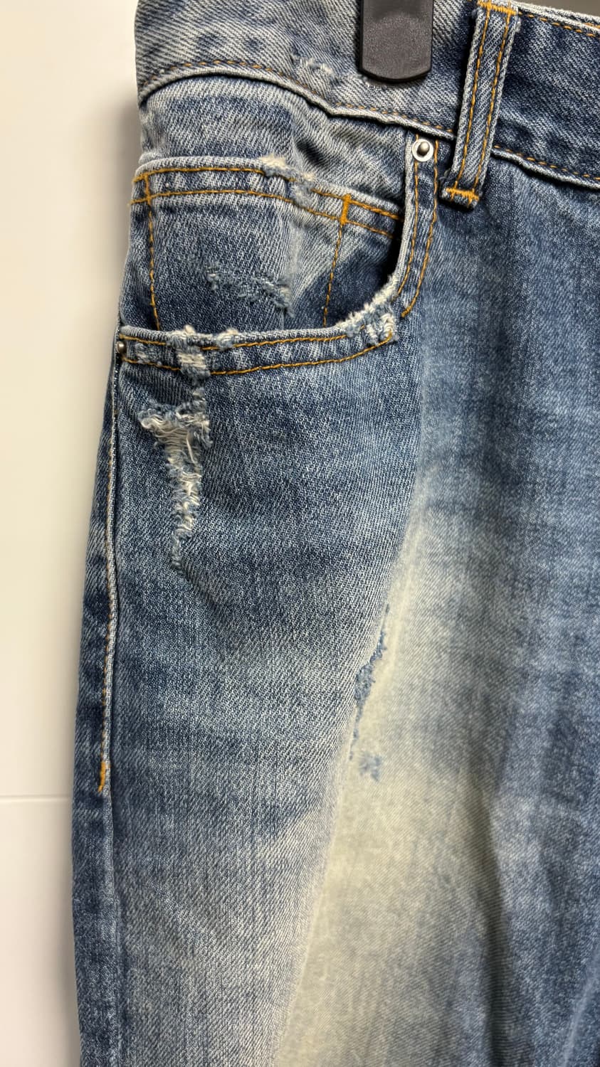 메종미네드 WEB DAMAGE LONG DENIM PANTS M/BLUE 상품이미지5