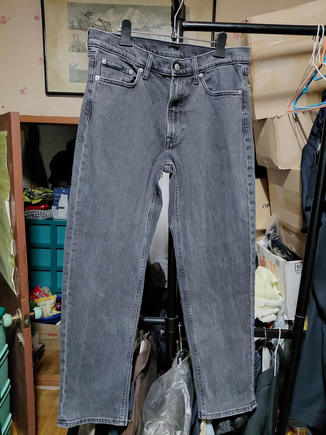 [켈빈클라인]워시블랙(흑청)테이퍼드핏 스트레치 데님 청바지 32사이즈  상품이미지10