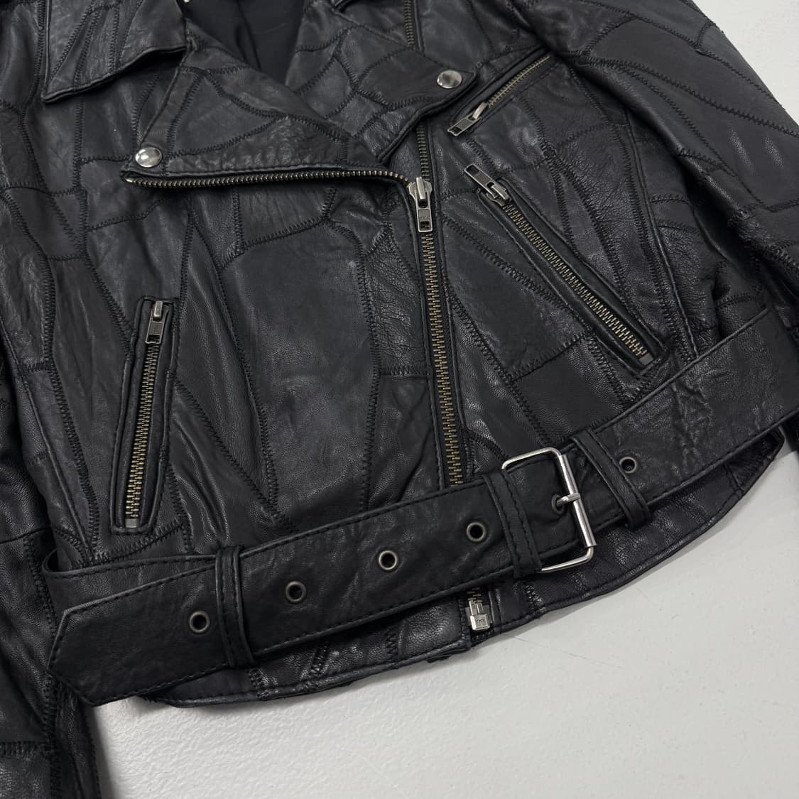 바이커 리얼레더 그런지 양가죽 사선 라이더 릭오웬스맛 가죽자켓 상품이미지6