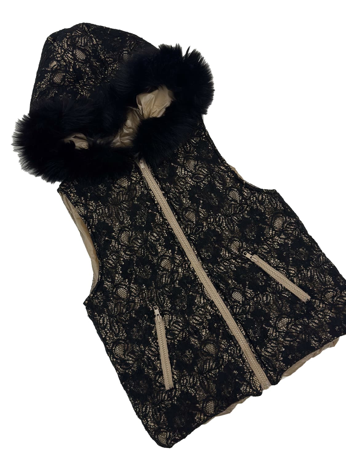 L’Atelier Faux Fur Trim Lace Vest 상품이미지4