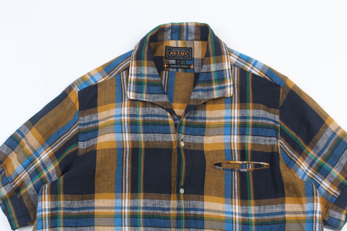 BEAMS PLUS Plaid Flax Italian Collar Shi 상품이미지2
