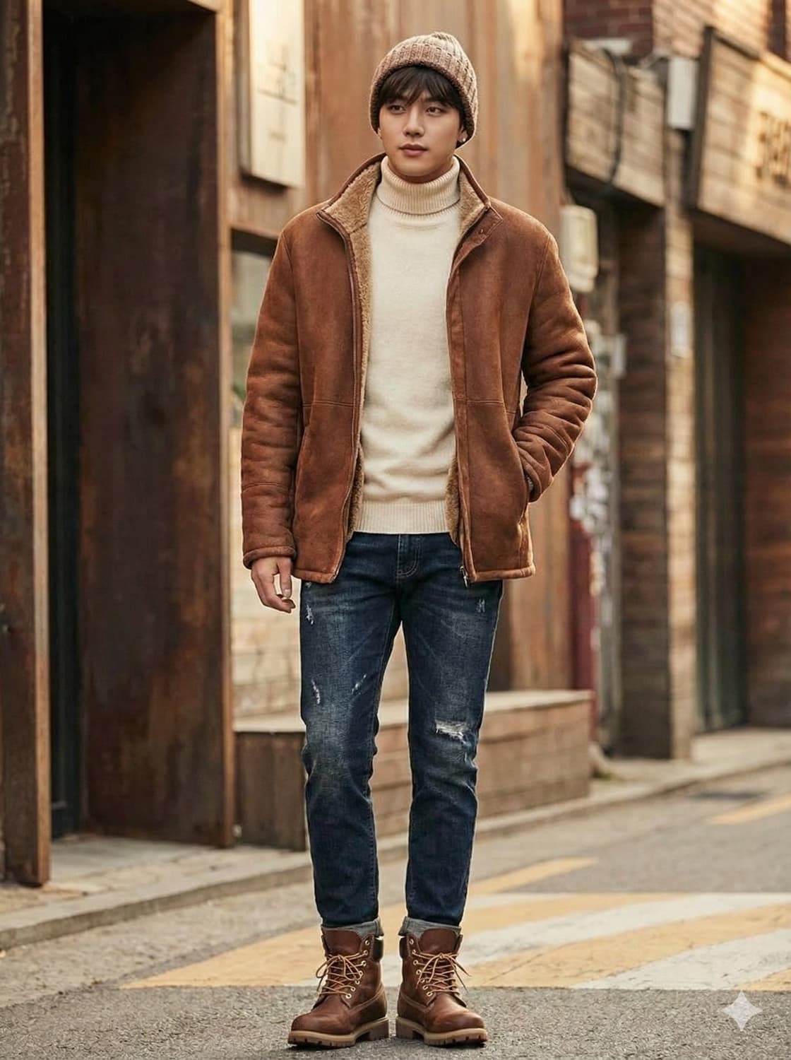 까르뜨블랑슈 브라운 천연 양가죽 자켓_100 상품이미지1