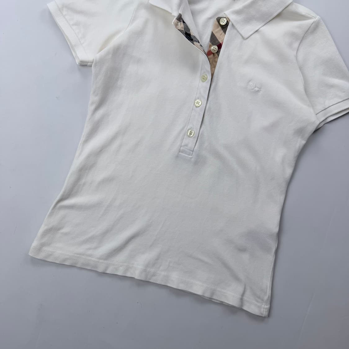 버버리 화이트 코튼 피케 반팔 상품이미지3