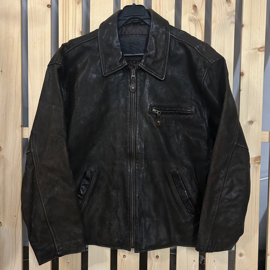(L) 90s 쌍방울 Lee 리 가죽 자켓 브라운 상품이미지1