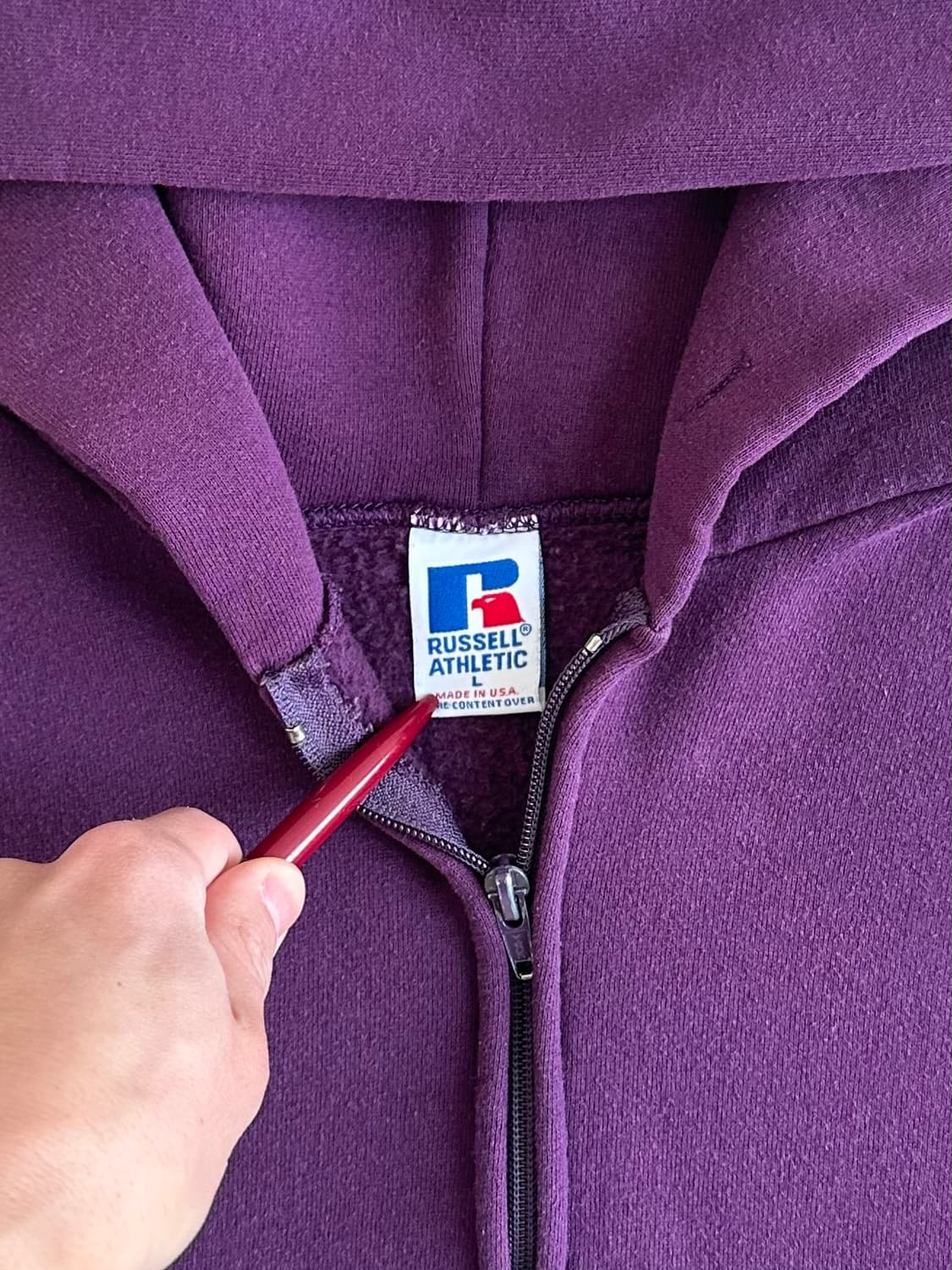 90s 빈티지 러셀 후드집업 퍼플 L USA 상품이미지6