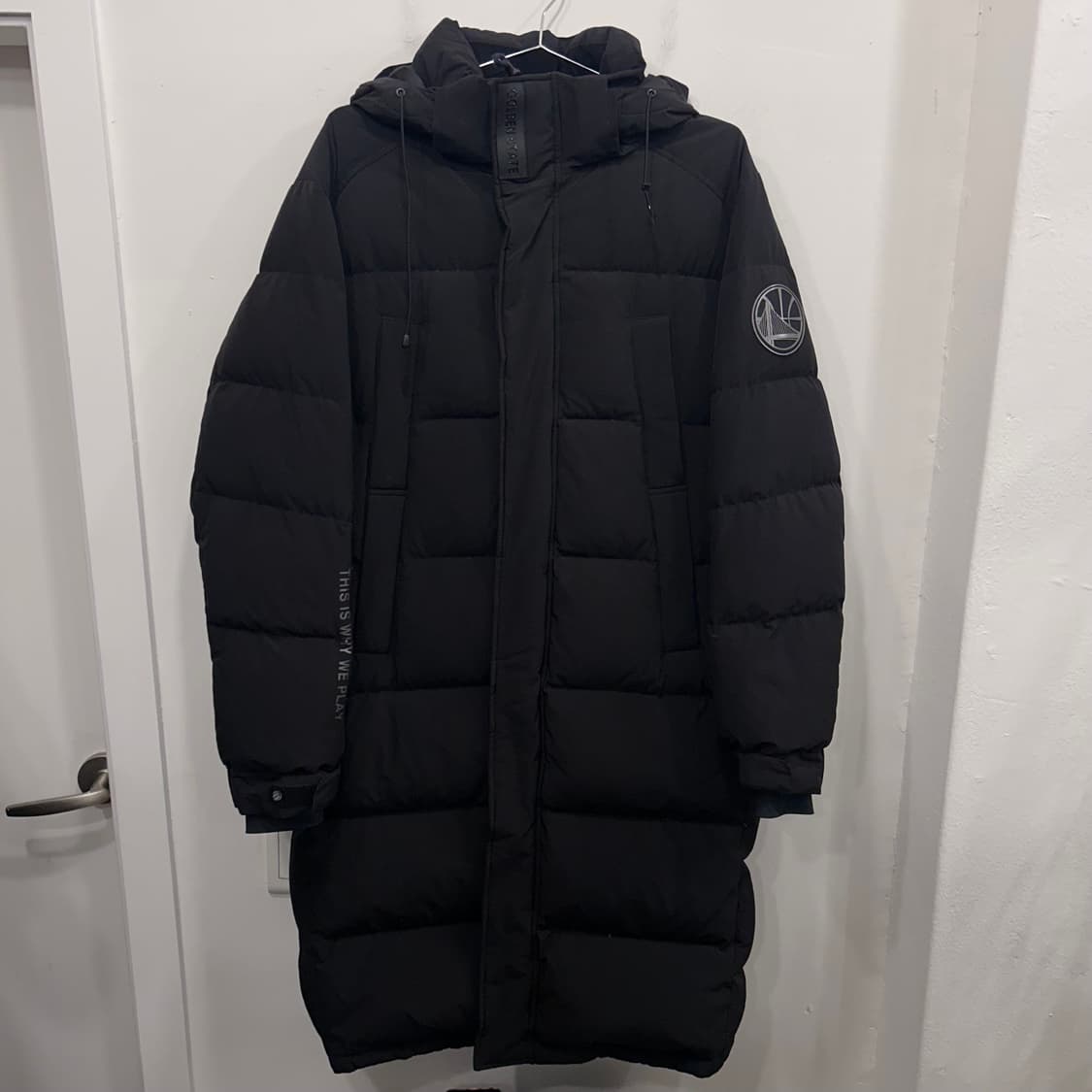 NBA 골든 스테이츠 워리어스 와펜로고 덕다운 후드롱패딩 상품이미지2