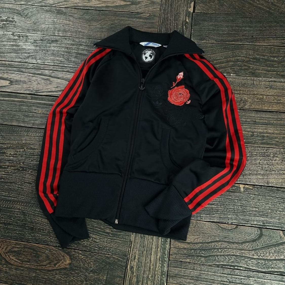 [아디다스] 로즈 장미 자수 져지 트랙탑 집업 자켓 블랙 M18583 상품이미지1