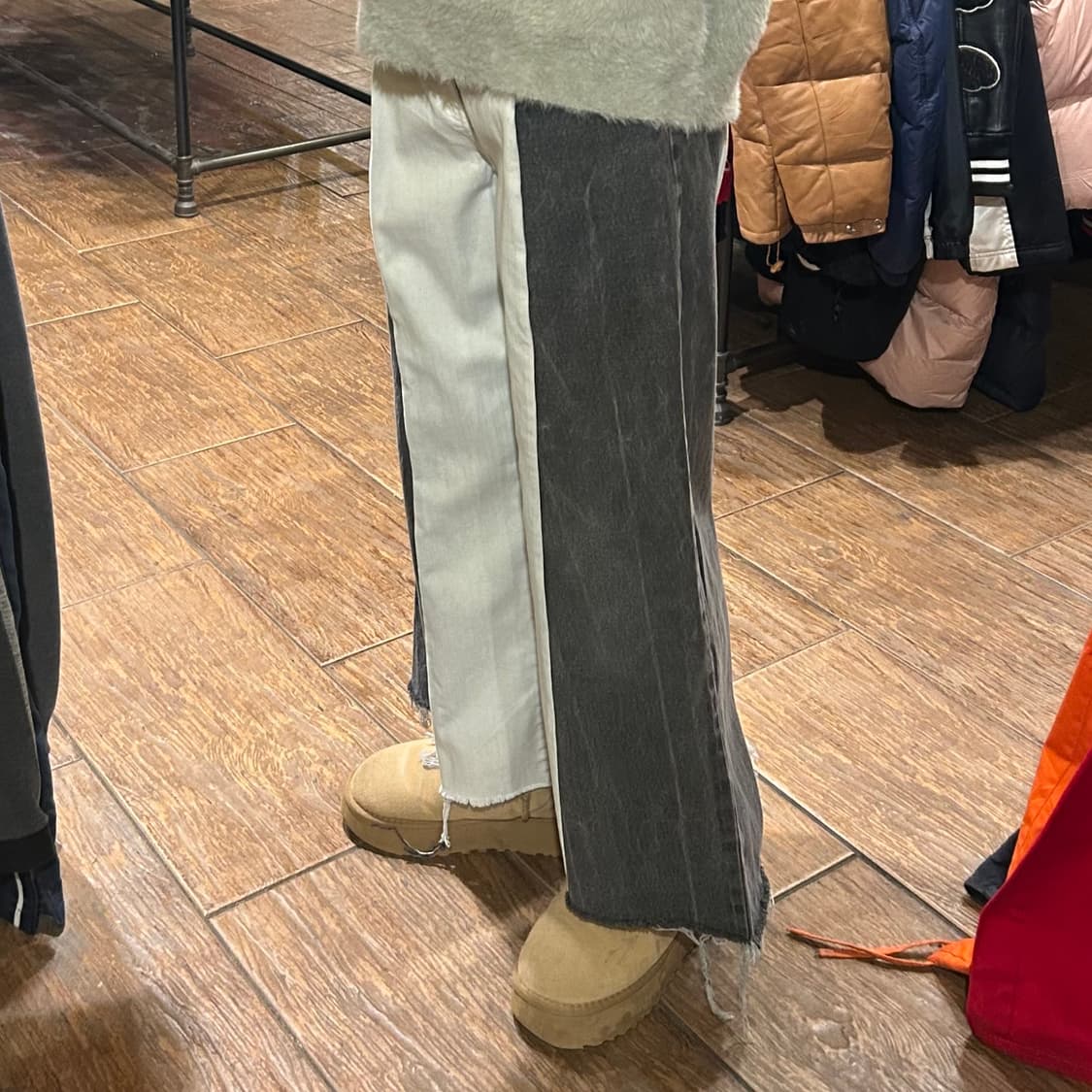 [HI] 리 투톤 와이드 데님 팬츠 상품이미지3