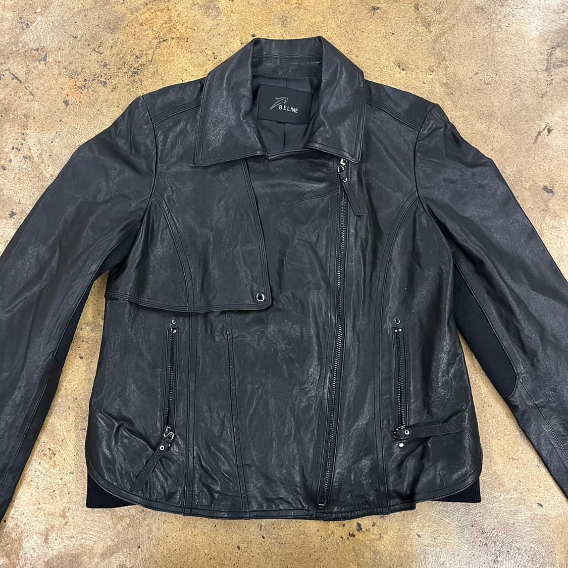 [정품] Beline 블랙 가죽 자켓 상품이미지3
