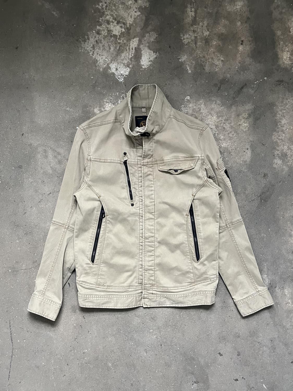 Vintage 베이지 카키 유틸리티 하이넥 코튼 자켓  상품이미지1