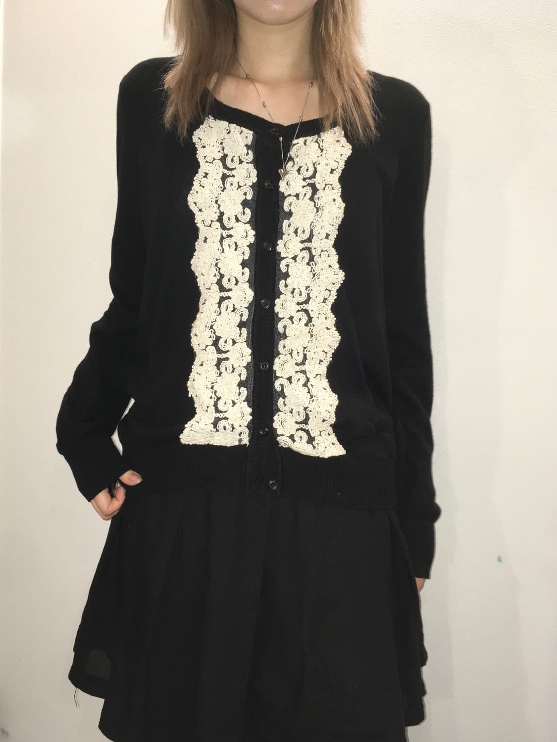 jpn vintage 블랙 레이스 가디건 상품이미지1