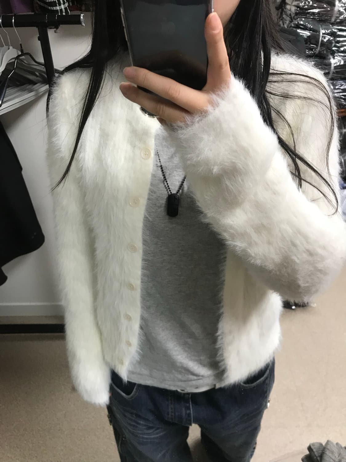 앙고라 니트 가디건 아이보리 상품이미지1