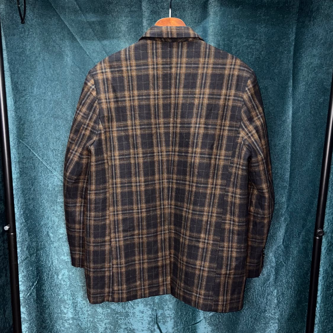 (L) 빈티지 체크 패턴 금장 울 블레이저 자켓 상품이미지3
