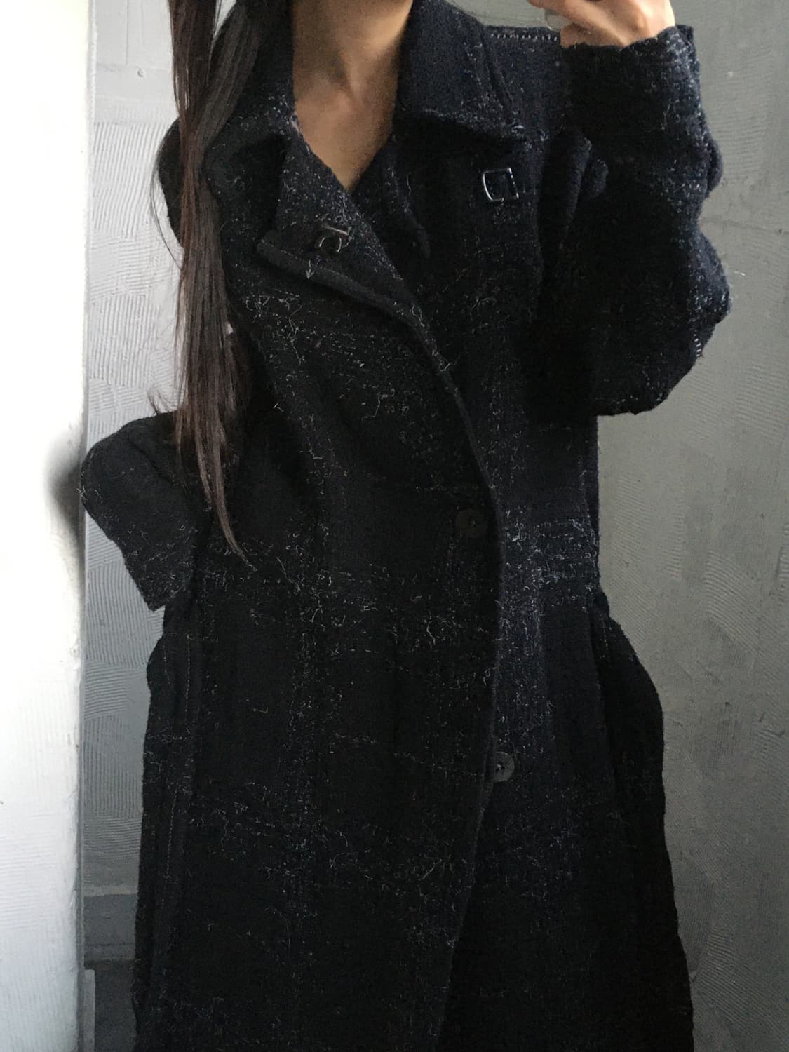 TRANSIT 트랜짓 블랙 컬러 스티치 롱 코트 상품이미지5