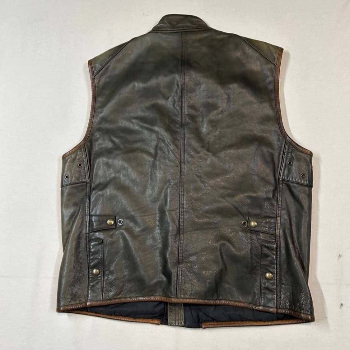 폴로 랄프로렌 블랙와치 올리브 소가죽레더 조끼 XS 상품이미지2