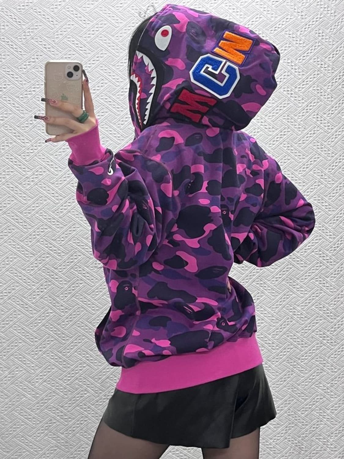 베이프 AAPE 스트릿 펑크 퍼플카모 샤크 후드집업 L C11552 상품이미지1