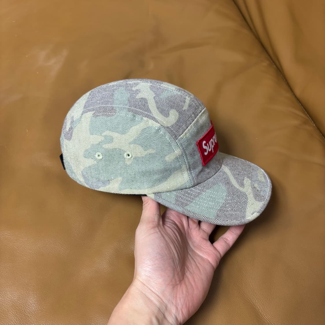 슈프림 캠프캡 모자 박스로고 워시드 카모 상품이미지3