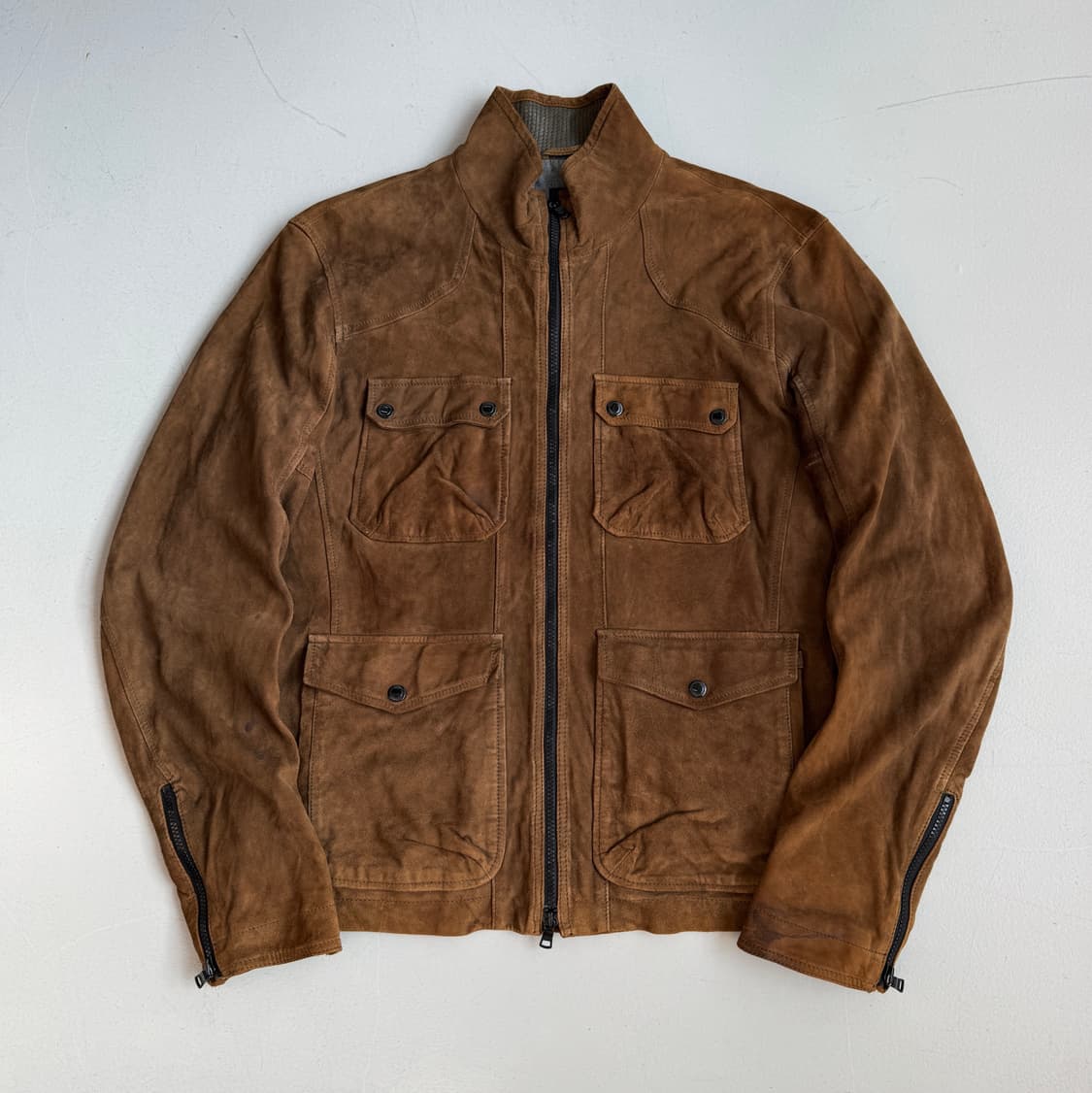 아르마니 익스체인지 제팬 리얼레더 스웨이드 바이커 가죽 자켓 상품이미지2