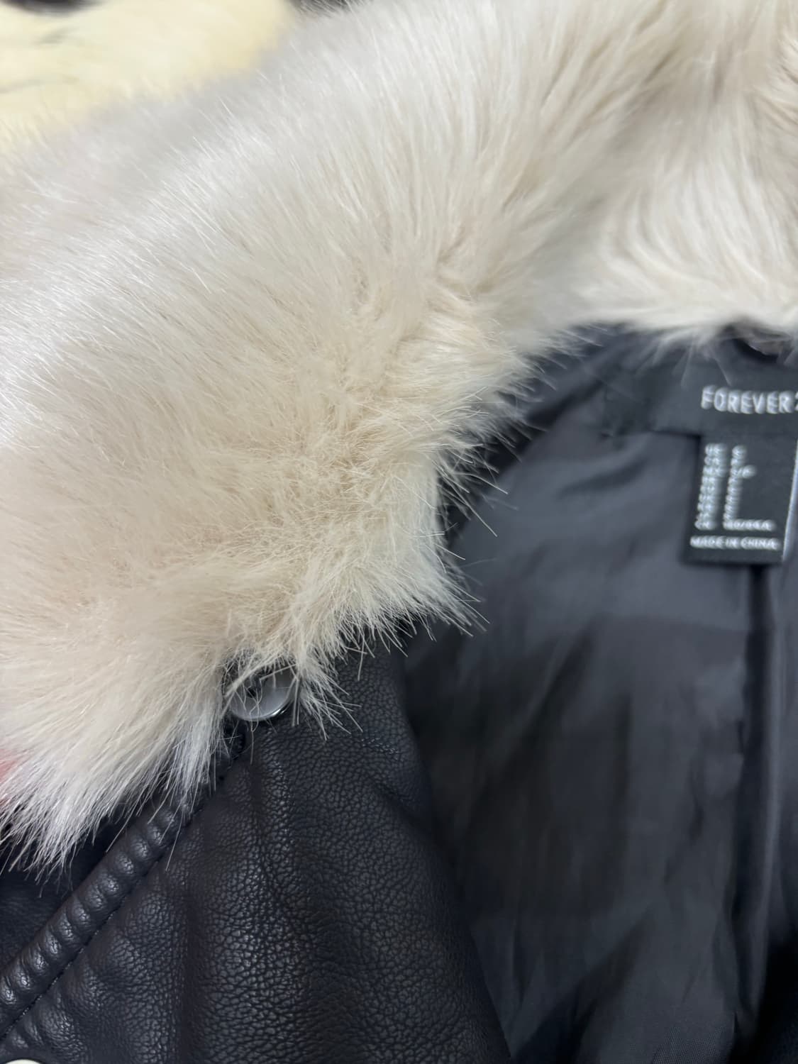 White Fur Trimming Black Chic Leather Ja 상품이미지5