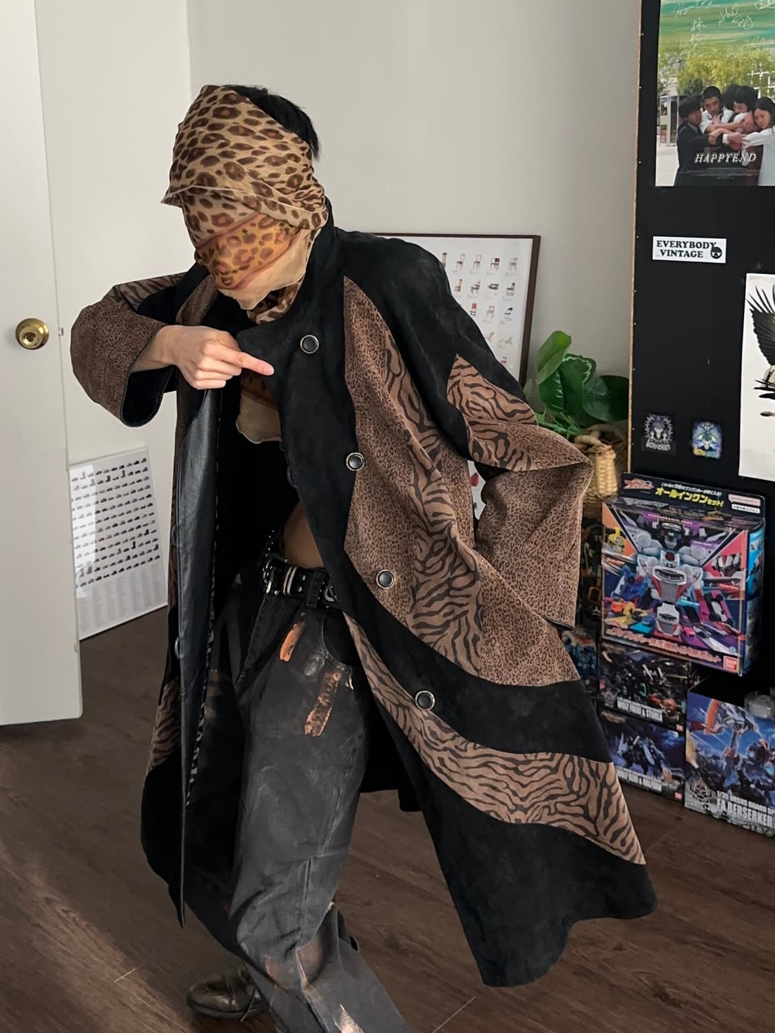 Pielita by Moonbat 레오파드 믹스 피그레더 코트 상품이미지2