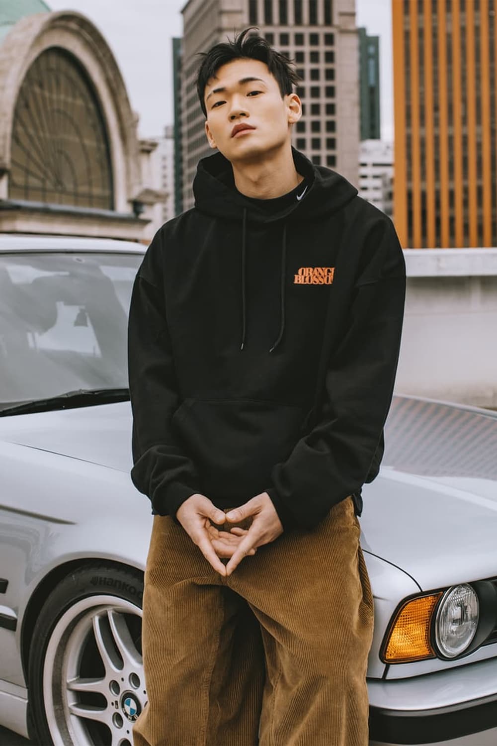 CLAP PIZZA x 카시나 컬렉션 오렌지 블라섬 후디 블랙 상품이미지1