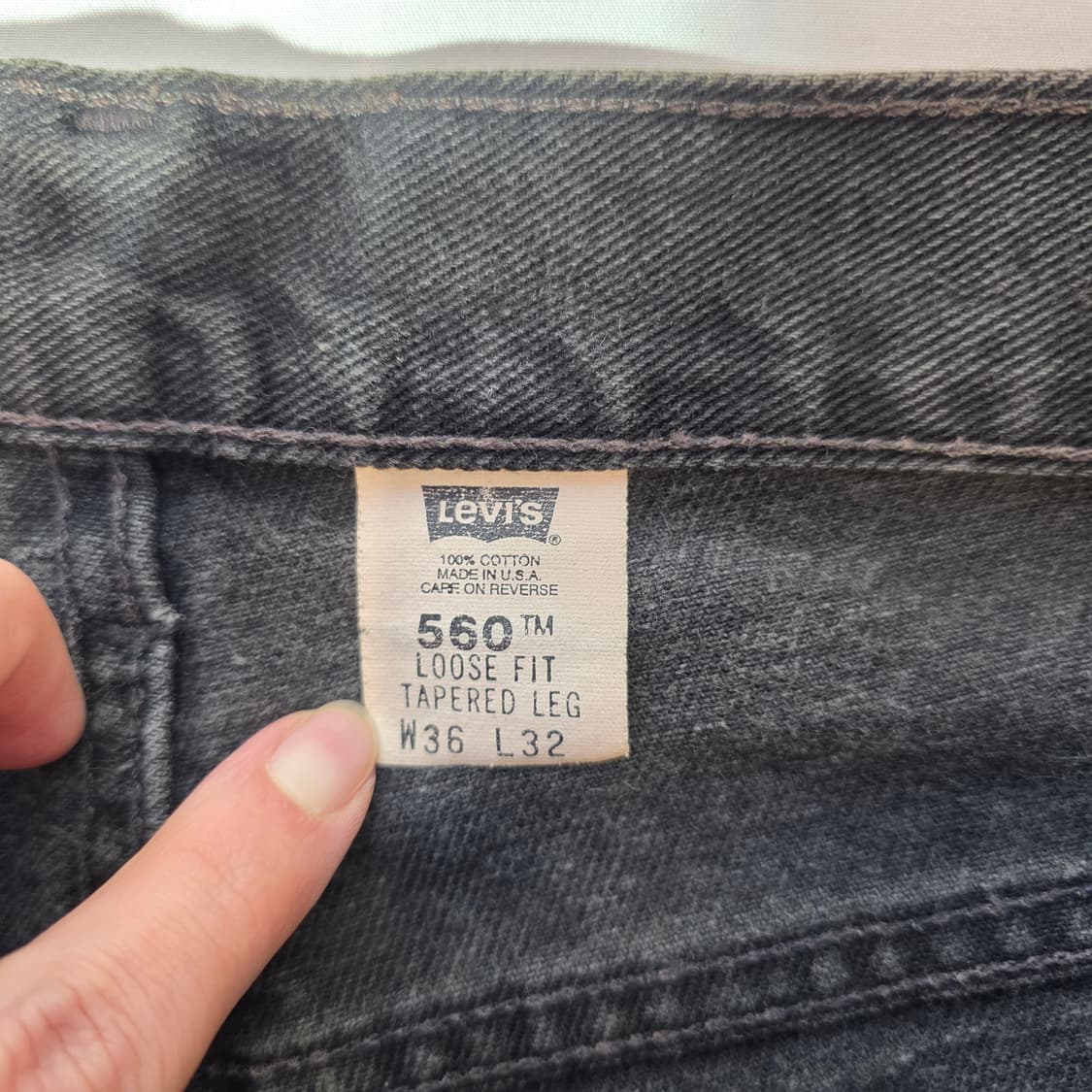 [W36L32]00s USA 리바이스 560 루즈 테이퍼드 블랙 데님팬츠 상품이미지4
