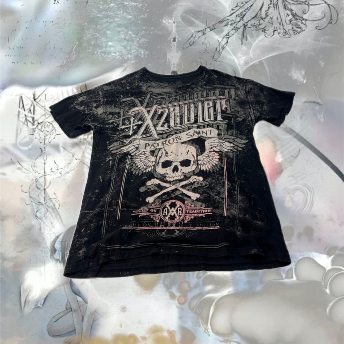 XZAVIER Punk skull Tattoo t-shirt 상품이미지6