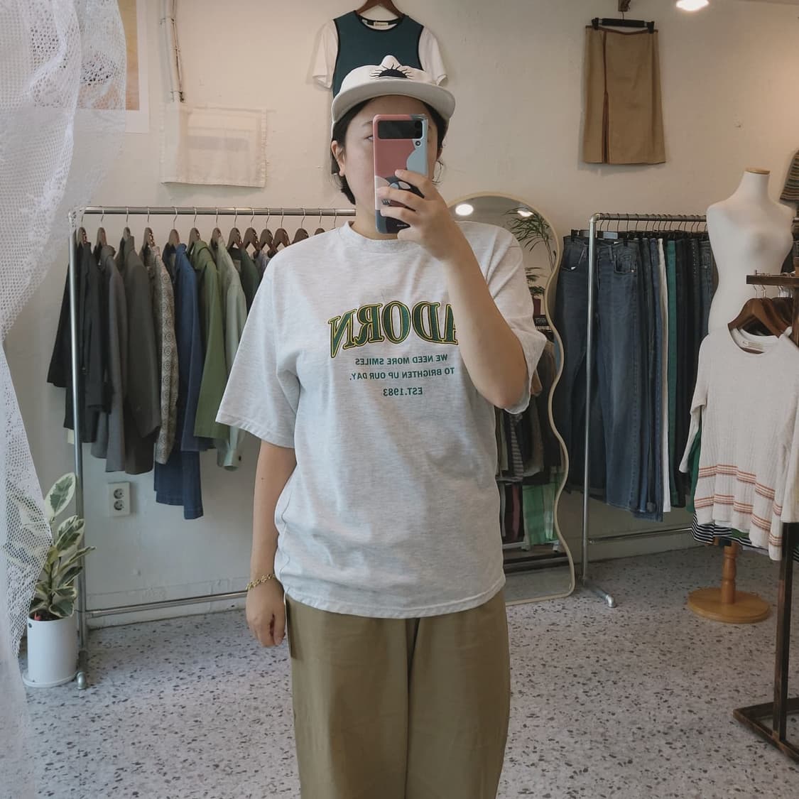 Adorn 멜란지그레이 오버핏 반팔티 상품이미지2
