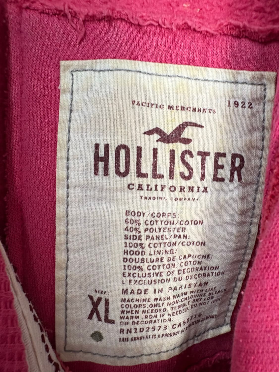홀리스터 y2k 핫핑크 후드집업 A3224 상품이미지5