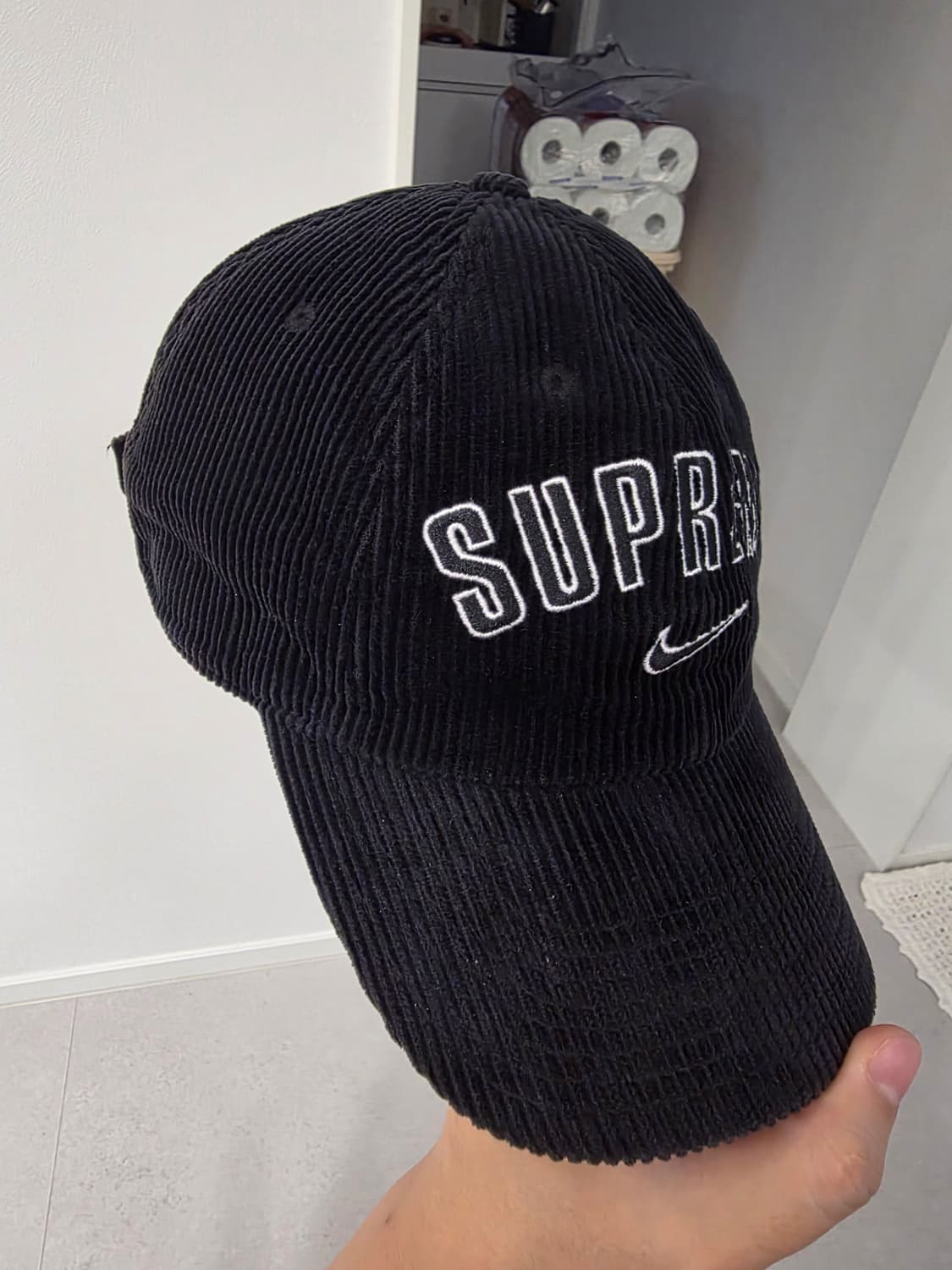 슈프림 x 나이키 아크 코듀로이 6-패널 캡 블랙 - 22SS 상품이미지4