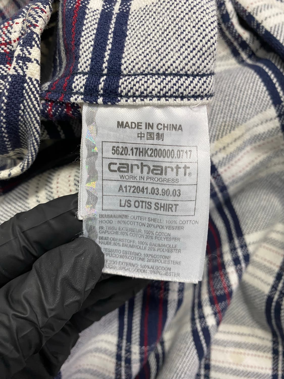 칼하트 WIP 오티스 체크 후드 셔츠 L 상품이미지10