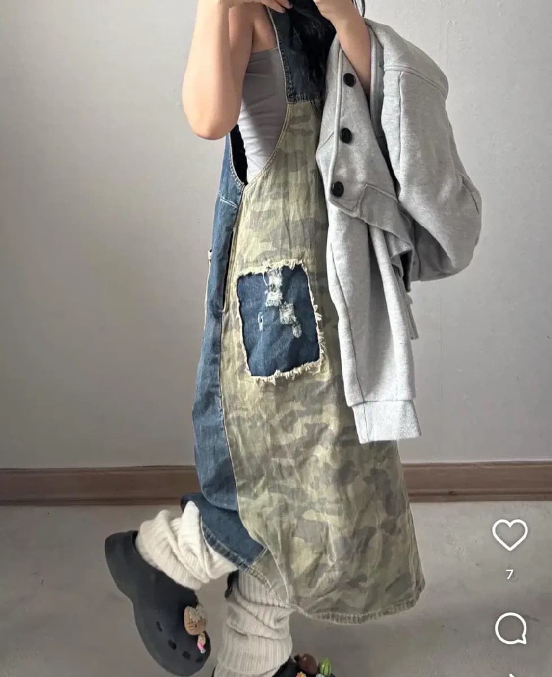 미라이클립)카모 청 멜빵 원피스 상품이미지1