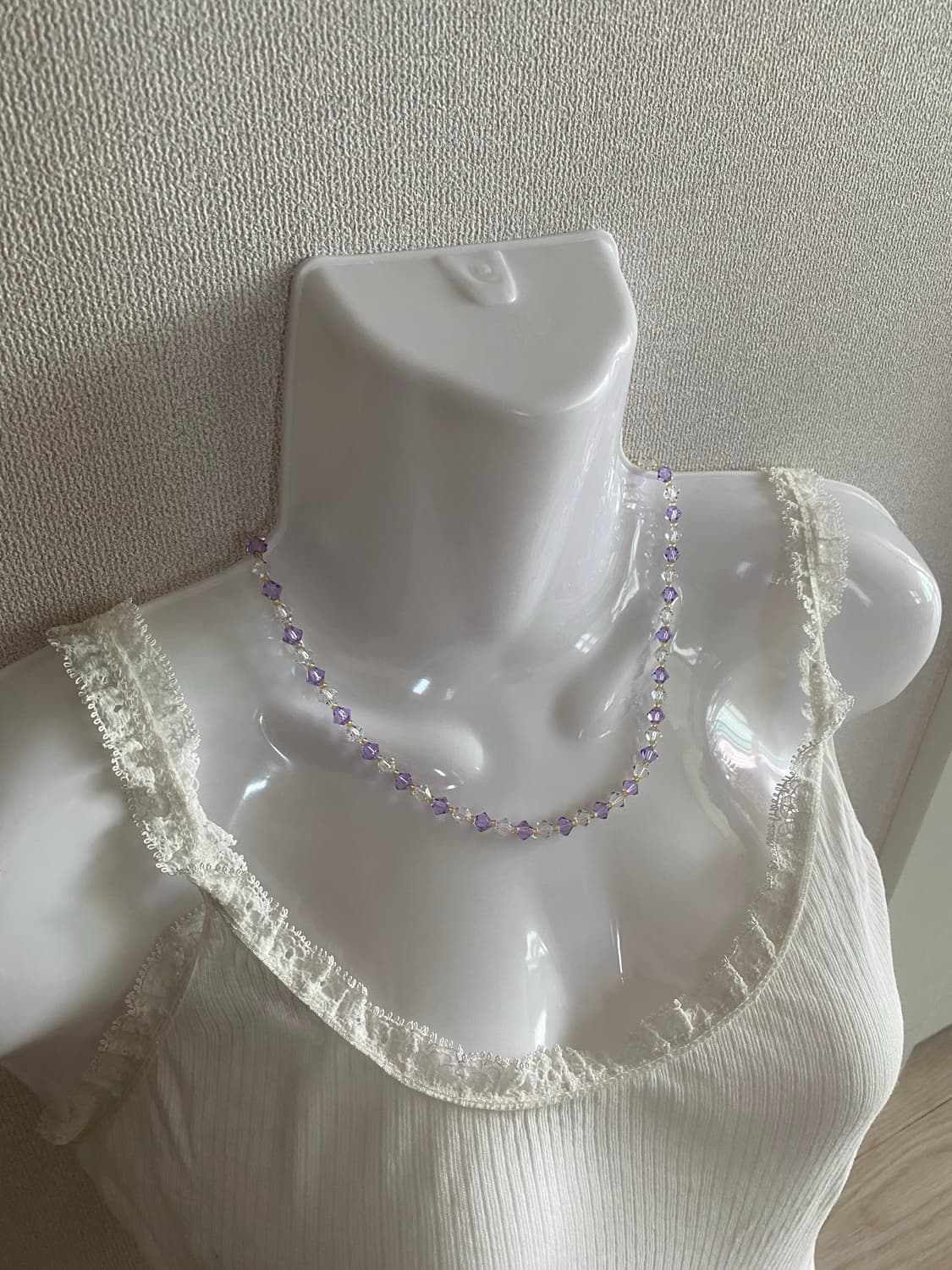 크리스탈 보라 투명 비즈 목걸이 상품이미지5