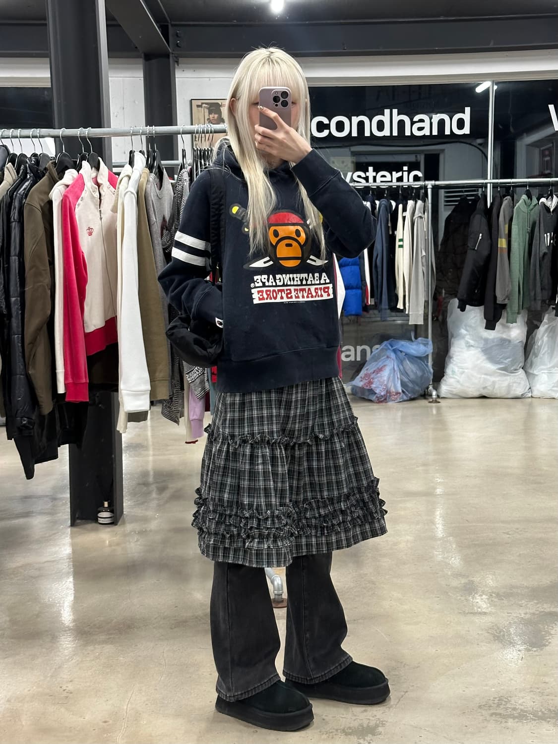 베이프 베이비 마일로 로고 후드티 상품이미지1