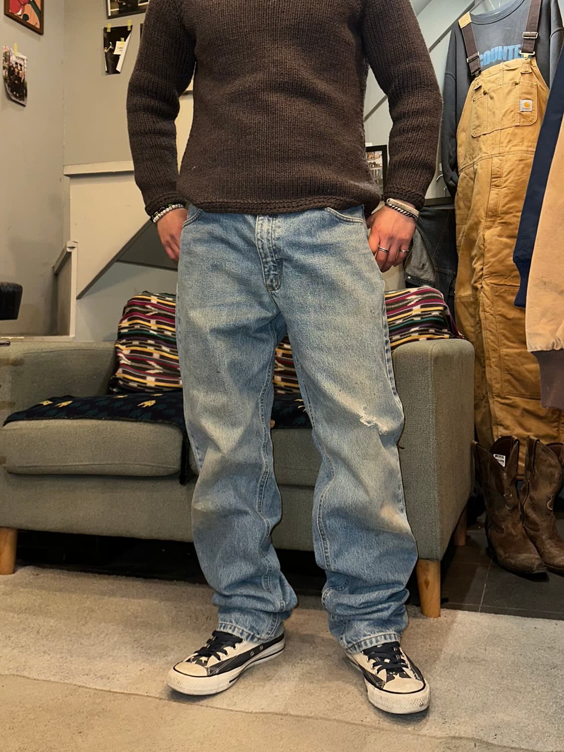 00’s Carhartt cracked washed denim pants 상품이미지2