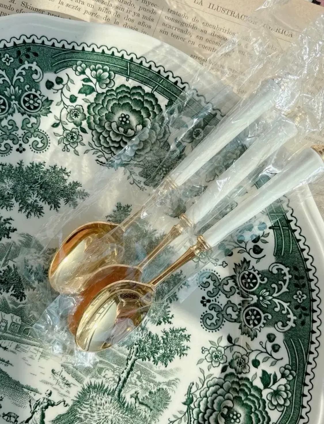 일본 골드플레이트 포셀린핸들 티스푼세트 상품이미지4