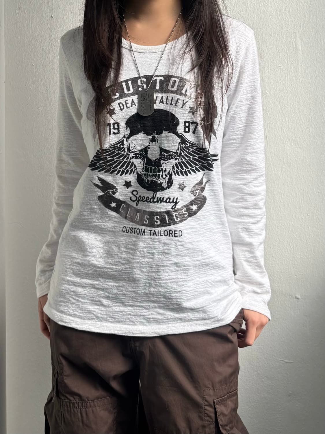 Vintage White Skull Graphic Long Sleeve 상품이미지4