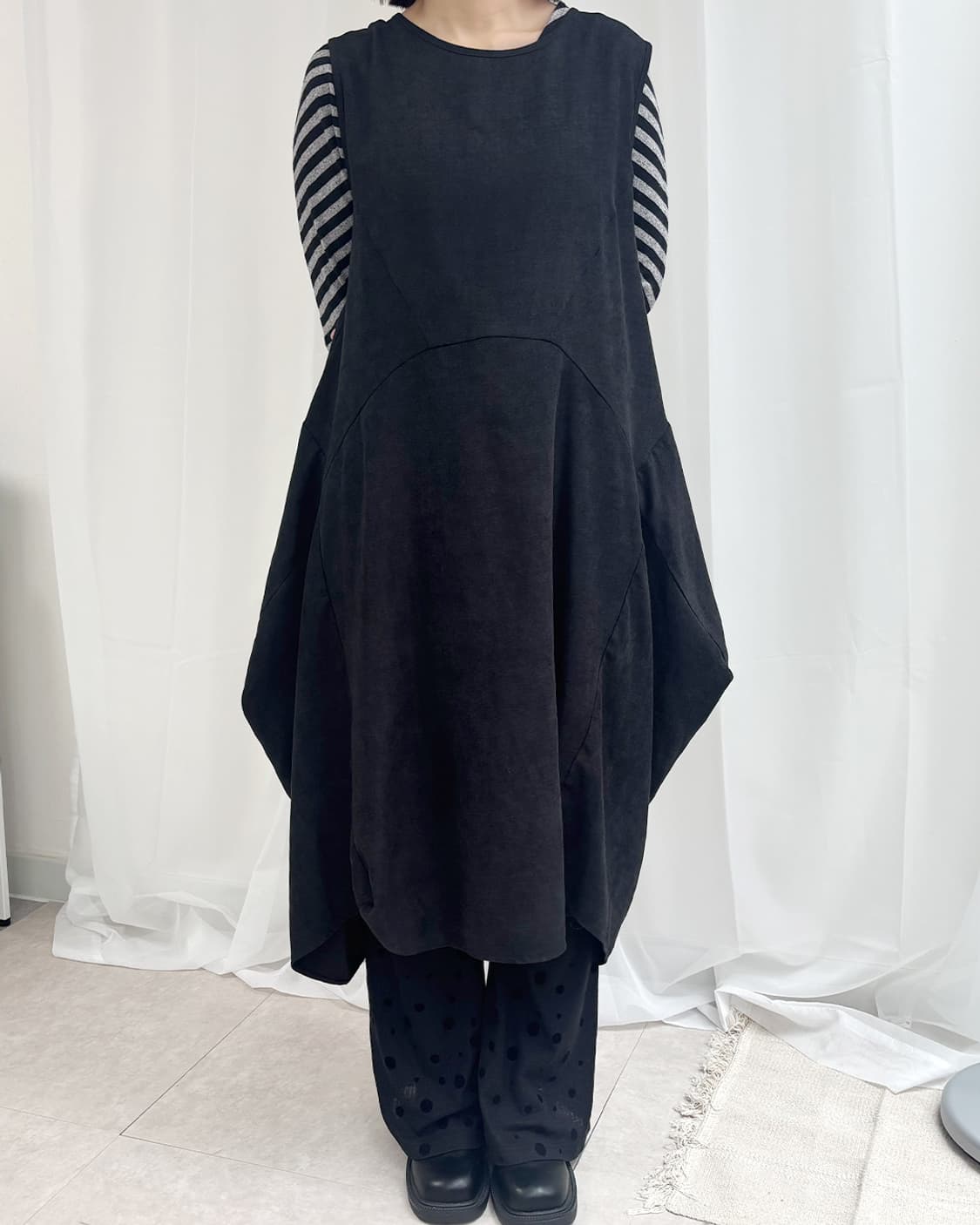 silent worth 챠콜 빅 벌룬 실루엣 롱 원피스 상품이미지3