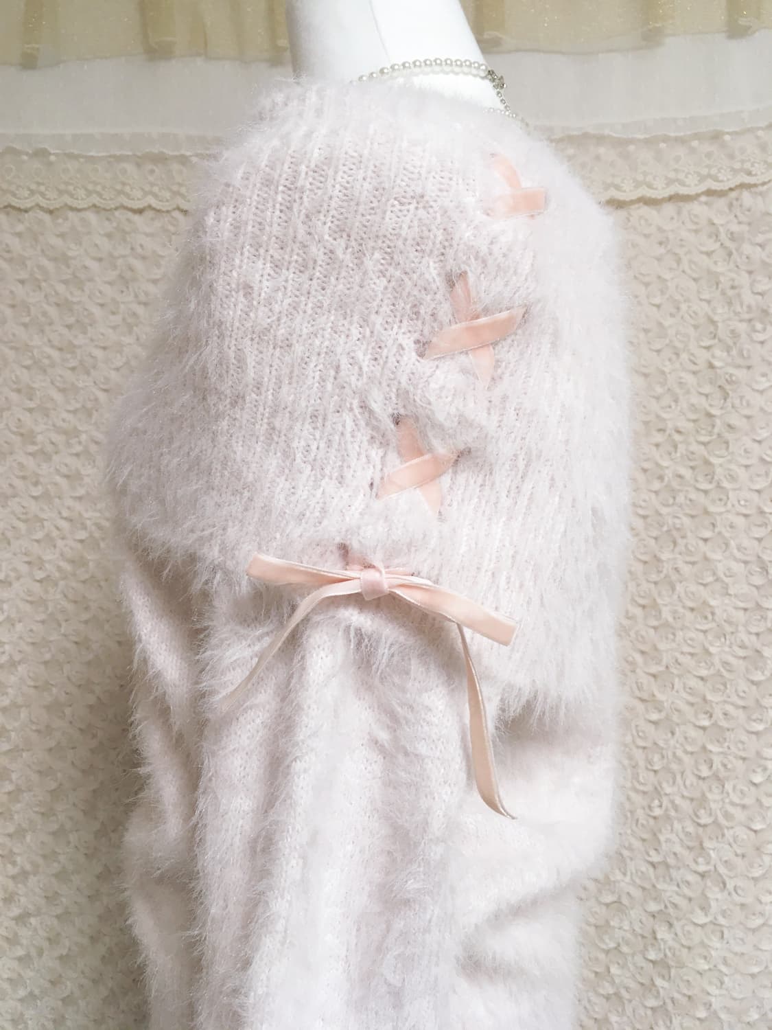 빈티지 히메갸루 연보라 리본 오프숄더 상품이미지3